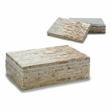 Dekorationslåda Vit Beige Pärlemor spånskiva 15 x 7,2 x 25,2 cm