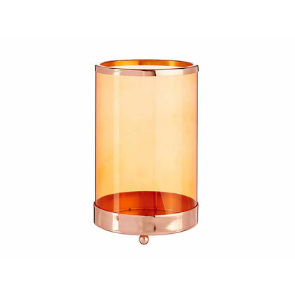 Ljusstakar Koppar Ambra Cylinder 12,2 x 19,5 x 12,2 cm Metall Glas