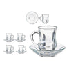 Set med koppar och fat Slät Glas Transparent (125 ml) (8 pcs)