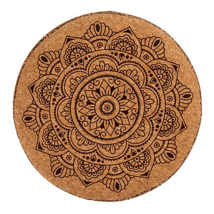 Puff Mandala Brun MDF Kork (28 x 28 x 28 cm)