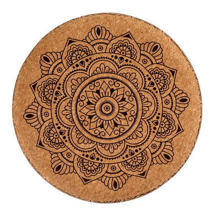 Puff Mandala Brun MDF Kork (34 x 39 x 34 cm)