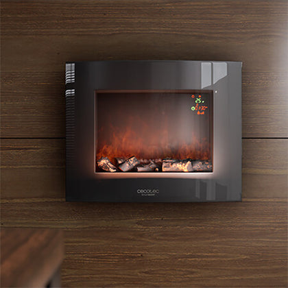 Dekorativ och elektrisk öppen spis för vägg Cecotec Warm 2600 Curved Flames 2000W