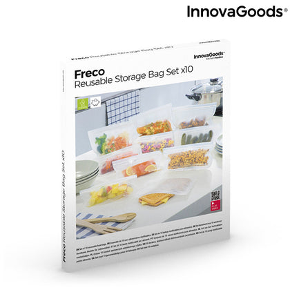 Set med återanvändningsbara livsmedelspåsar Freco InnovaGoods 10 Delar