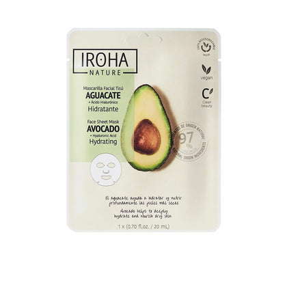 Fuktgivande Ansiktsmask Iroha Nature Mask Avokado Hyaluronsyra (1 antal) (20 ml)