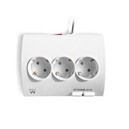 Förgreningslist 5 Tomas med Brytare Ewent EW3932 1,5 m 2 x USB 2,1 A 2500W Vit