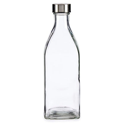 Glasflaska Transparent Silvrig Metall Glas 1 L