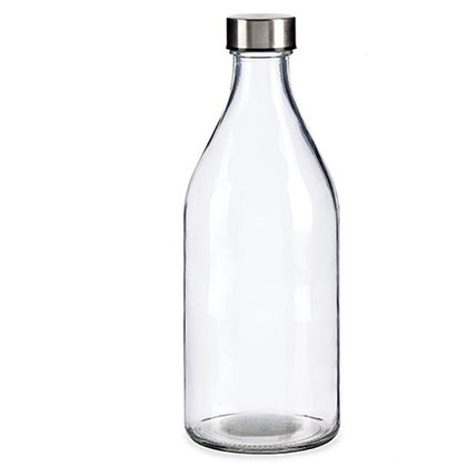 Glasflaska Transparent Silvrig Metall Glas 1 L